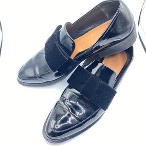 Zara Trafaluc Glossy Black Women’s Loafers with Velvet Bow EU 39